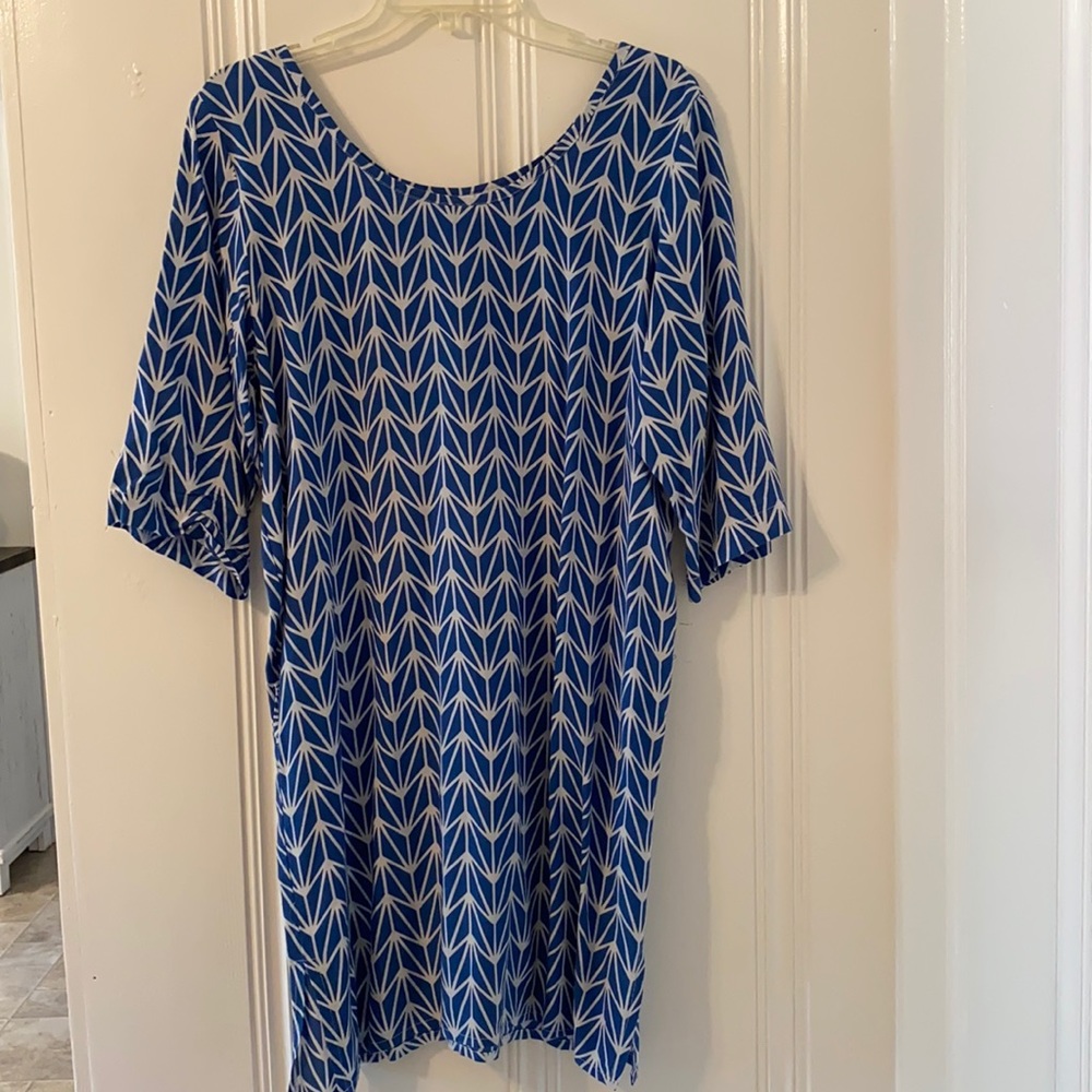 White and blue sundress with tie. Summer dress